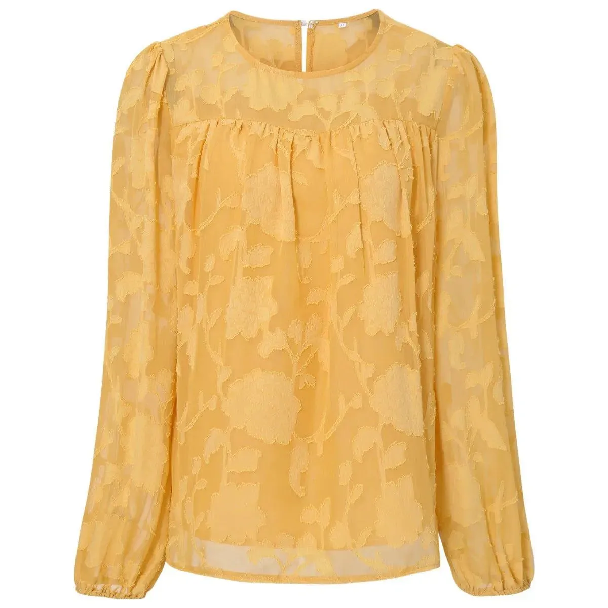 Jacquard Long Sleeve Chiffon Blouse