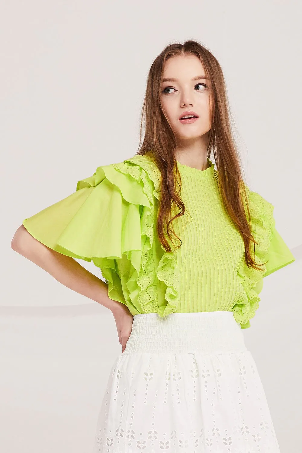 Karsyn Pintuck Ruffle Blouse