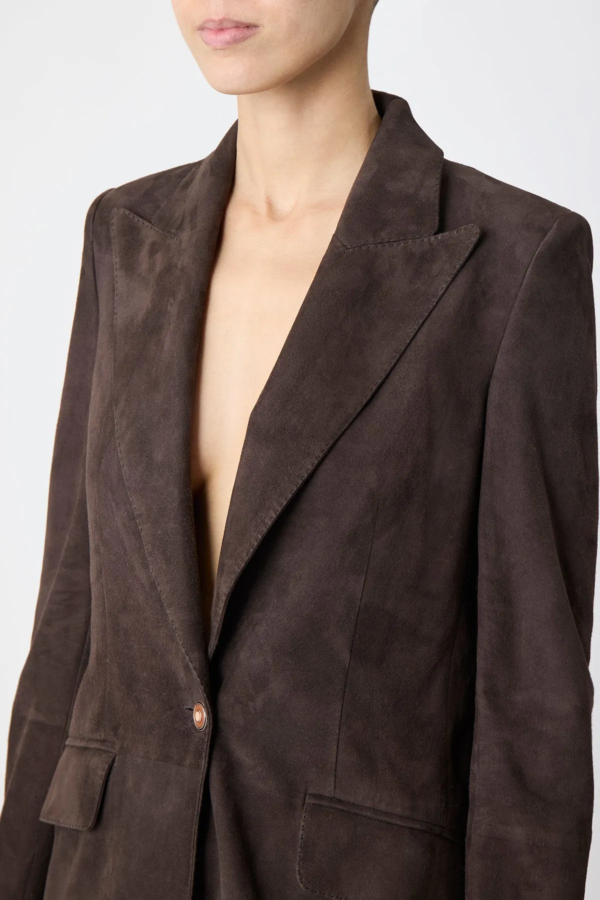 Leiva Blazer in Dark Chocolate Suede