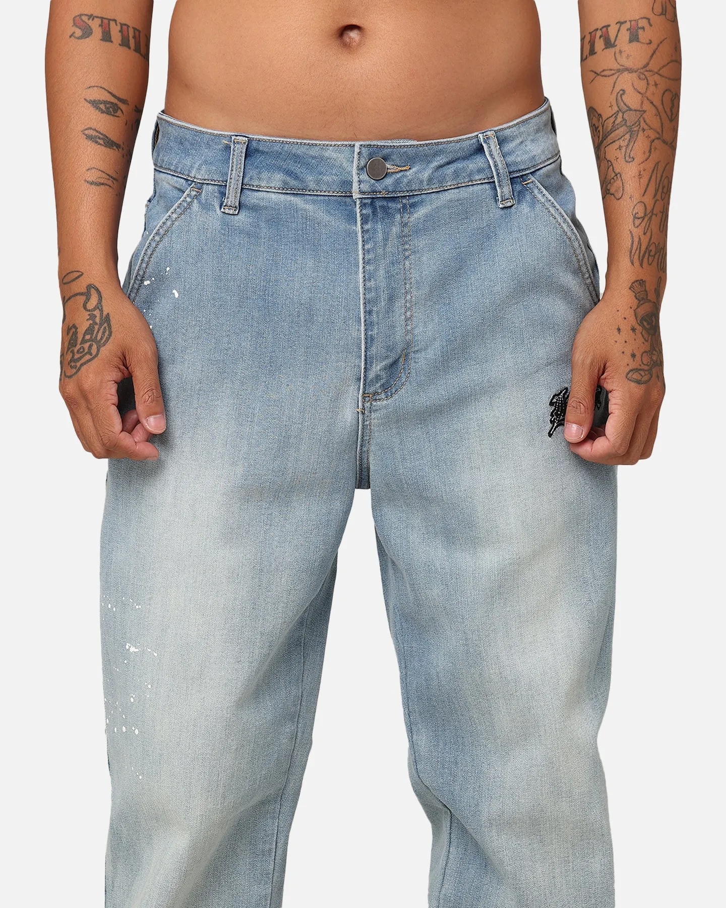 Loiter Demolition Flare Jeans Vintage Blue