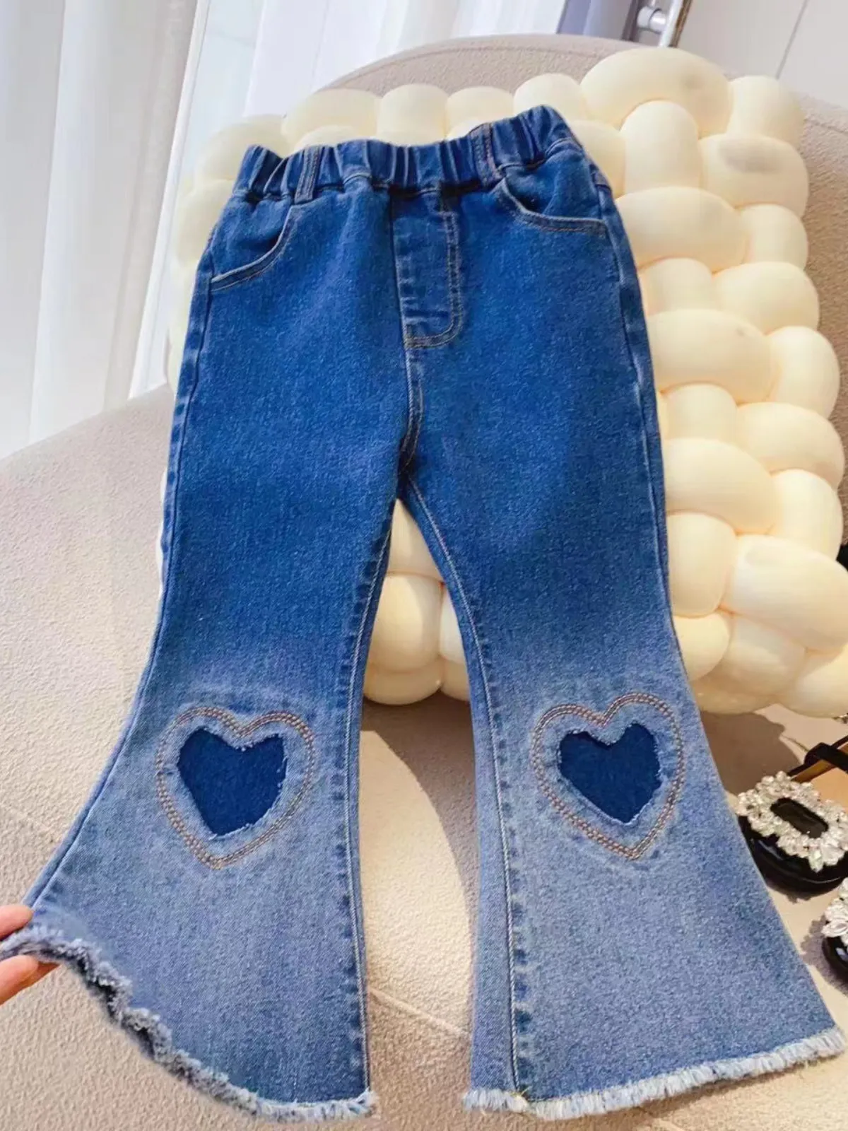 Love My Style Bell Bottom Frayed Jeans