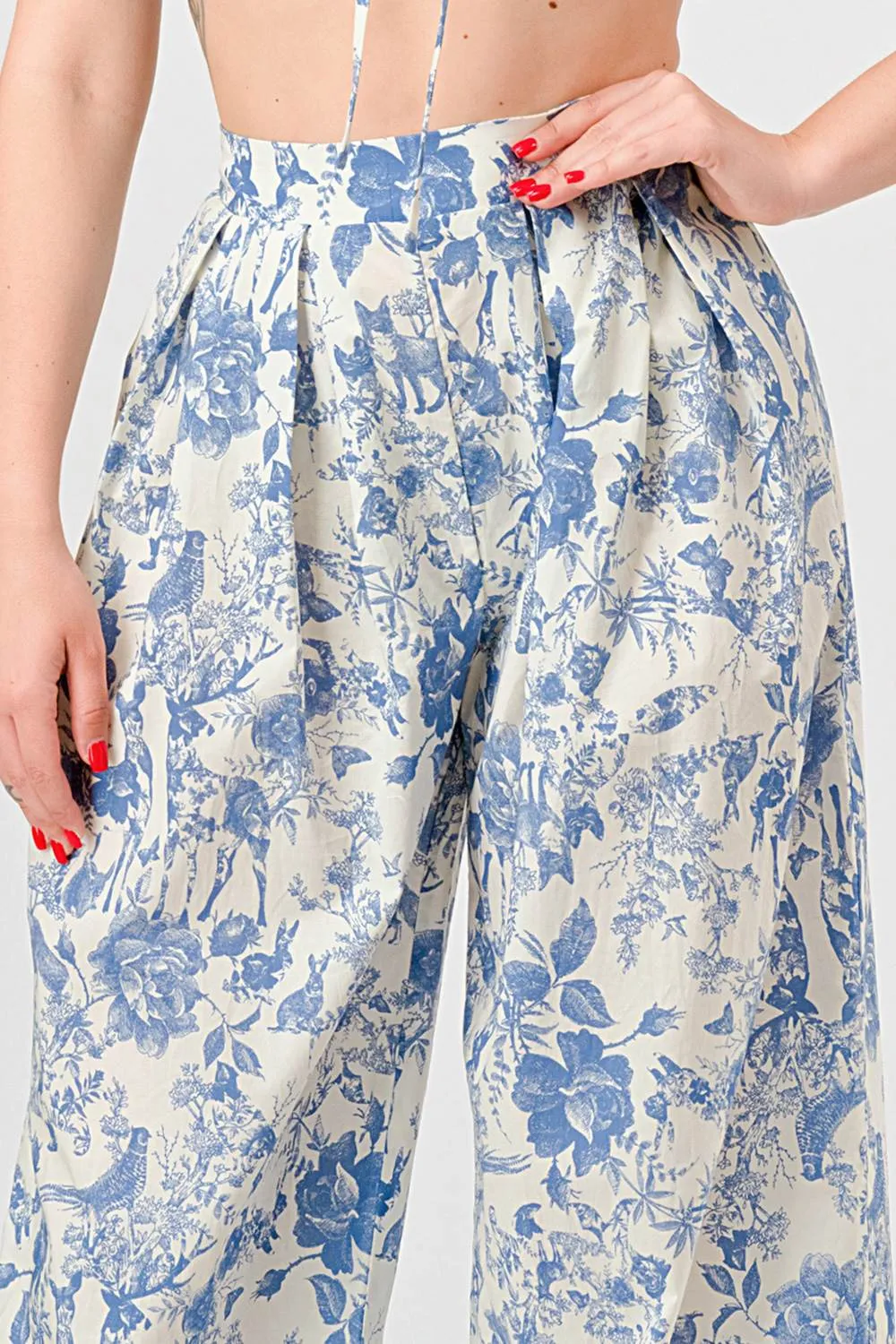 LUXE FLORAL POPLIN BRALETTE & WAISTBAND PANTS SET