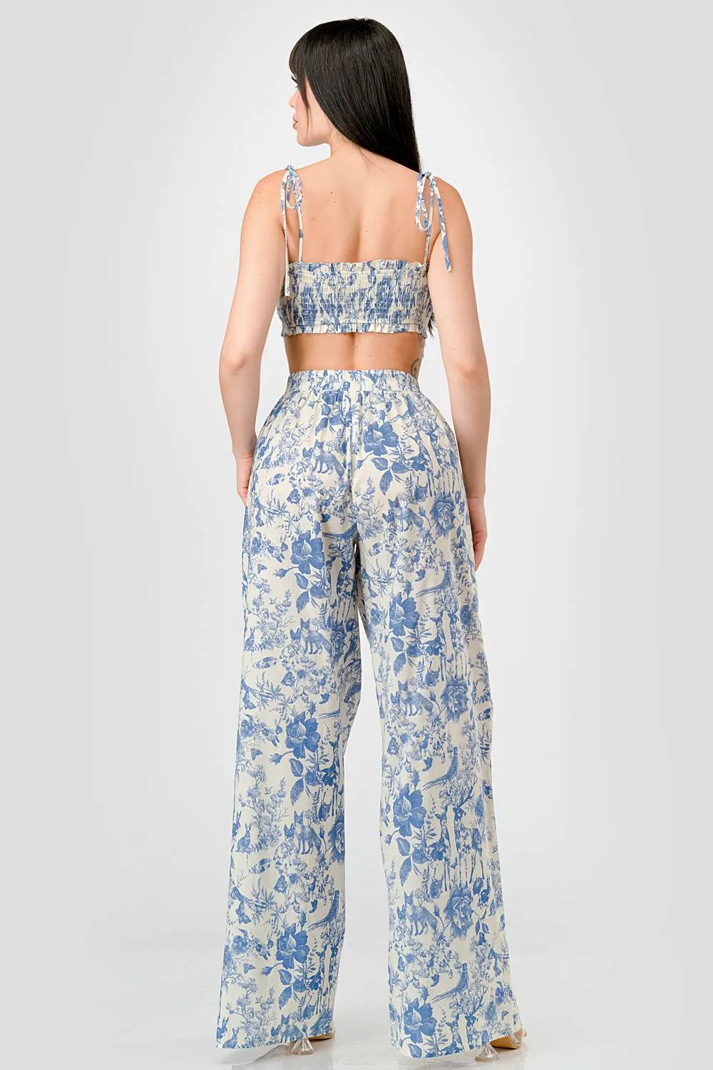 LUXE FLORAL POPLIN BRALETTE & WAISTBAND PANTS SET