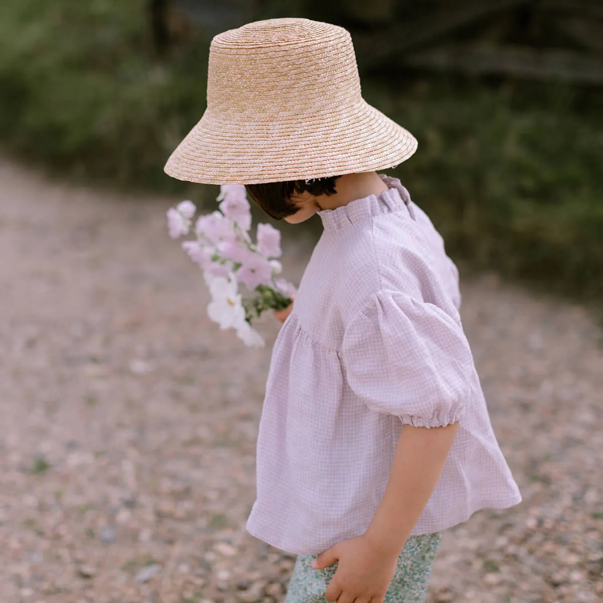 Nellie Quats Kiss-Chase Blouse - Lavander Check Linen