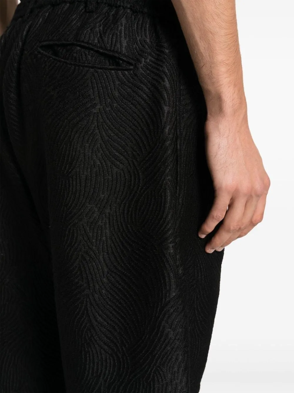 PATTERNED-JACQUARD TAPERED TROUSERS