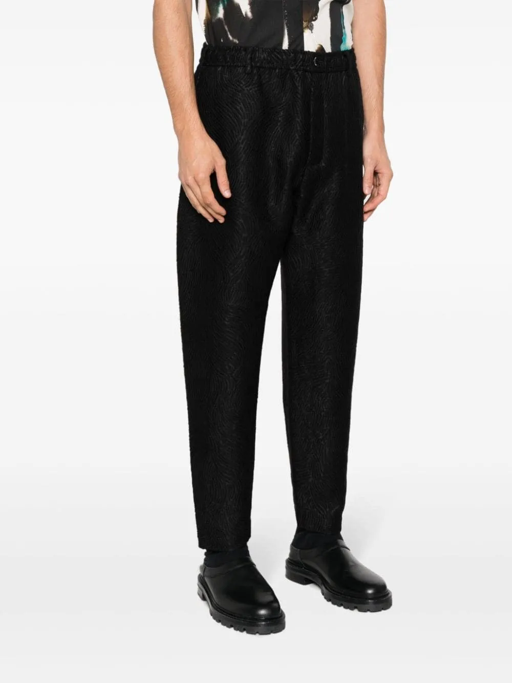 PATTERNED-JACQUARD TAPERED TROUSERS