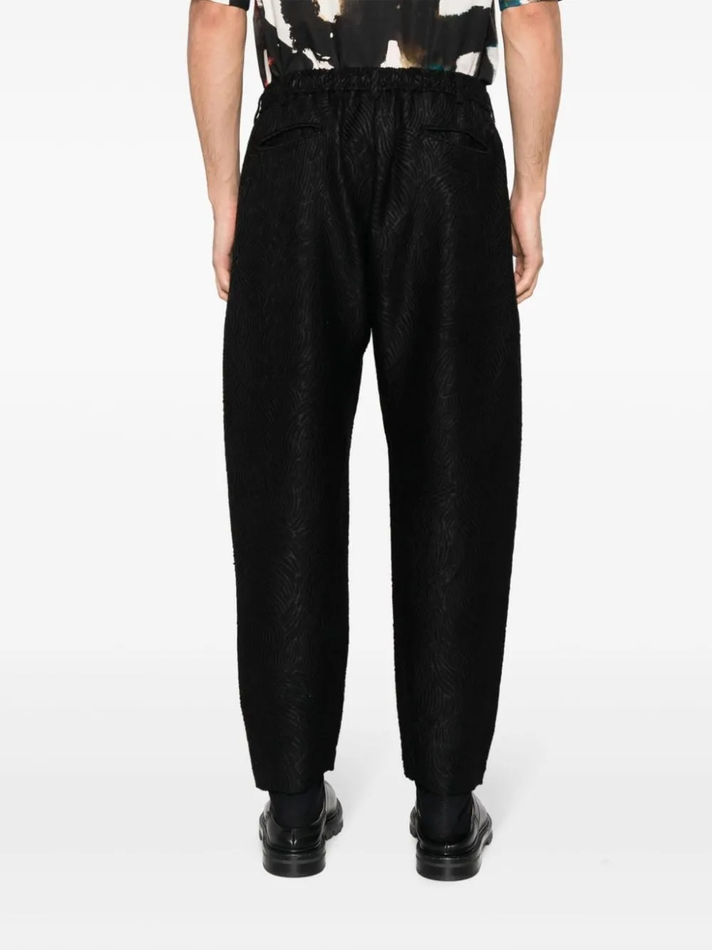 PATTERNED-JACQUARD TAPERED TROUSERS