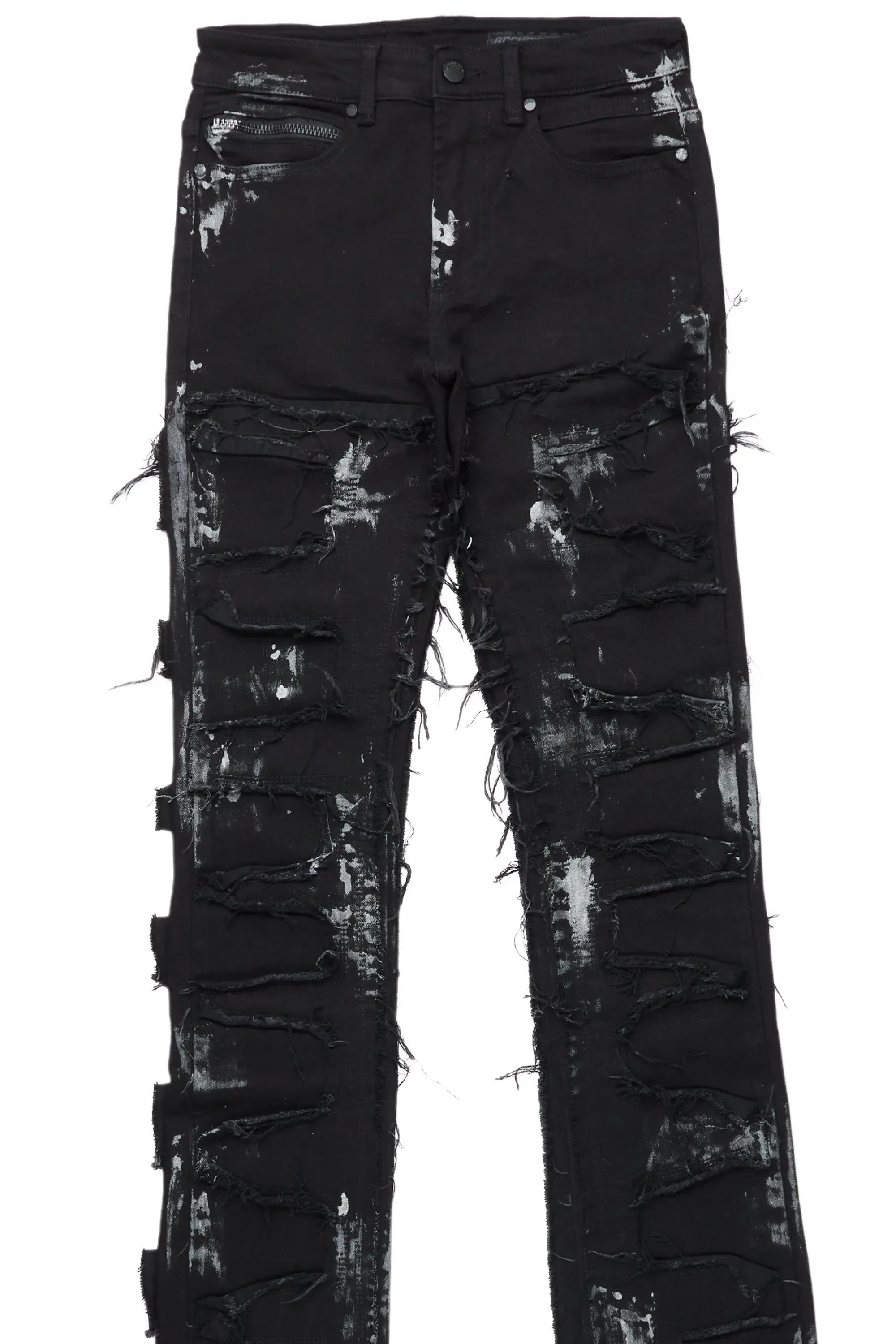 Paxx Black Super Stacked Flare Jean