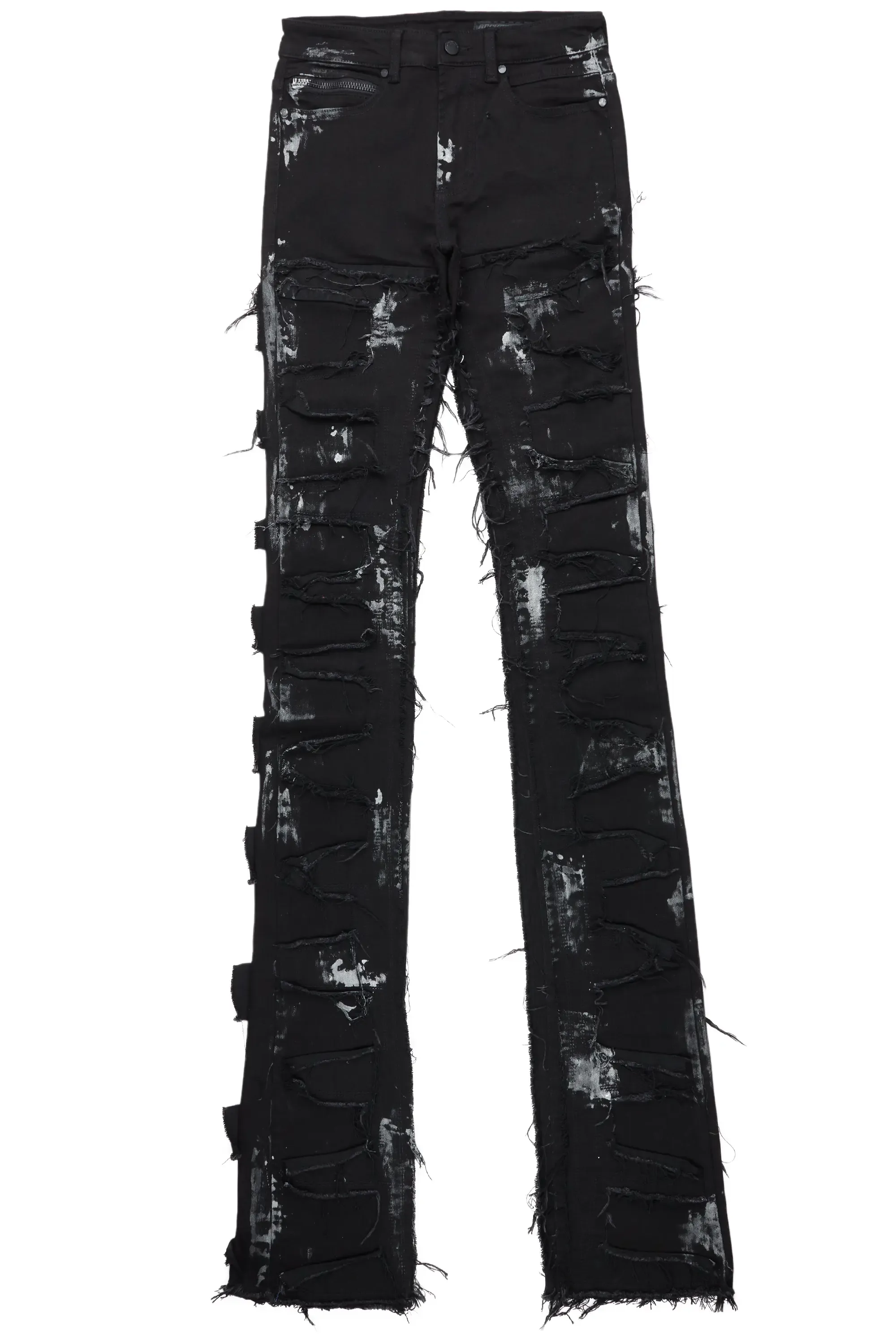 Paxx Black Super Stacked Flare Jean