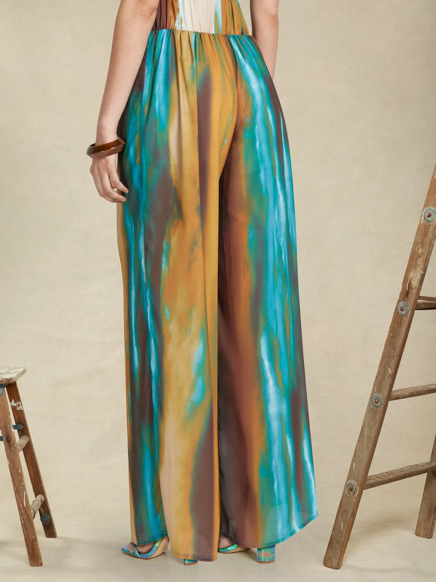 Petite Ombre-Print Palazzo Pant