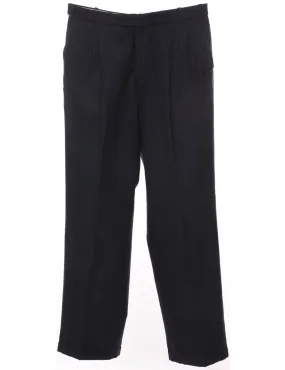 Pinstriped Navy Tapered Trousers - W34 L32