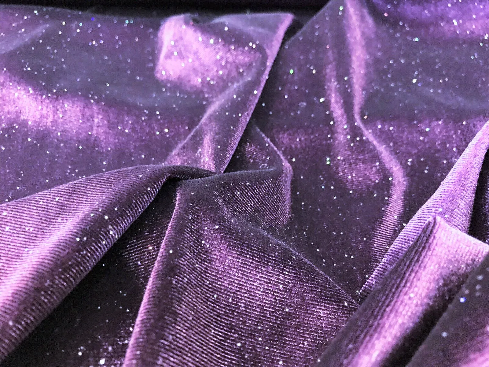 Purple Stretch Velvet With Glitter 59" Wide-Selena Fabric Sold By The Yard.