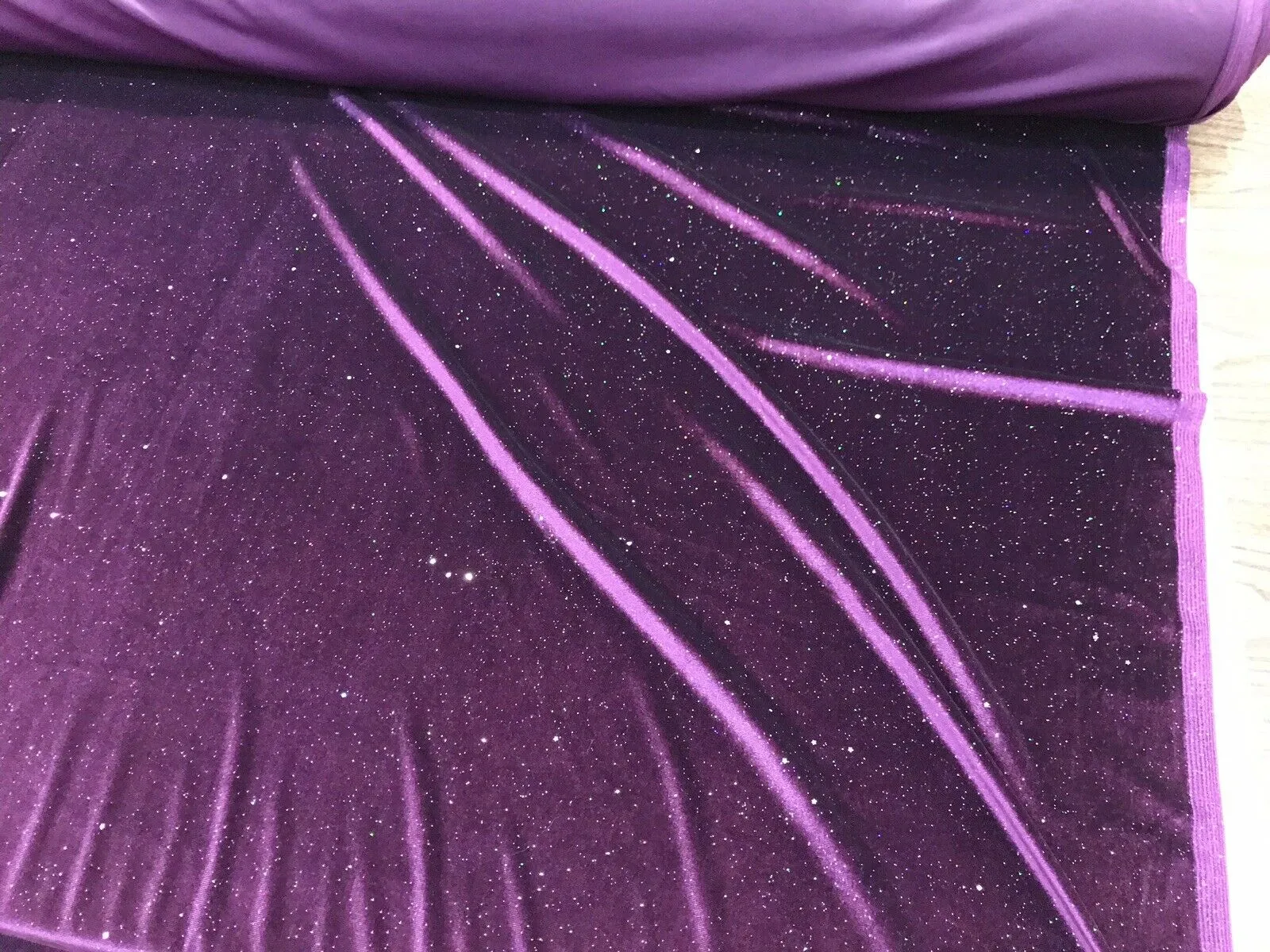 Purple Stretch Velvet With Glitter 59" Wide-Selena Fabric Sold By The Yard.