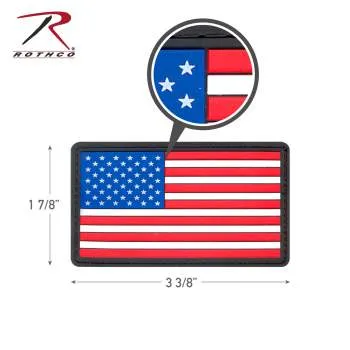 PVC US Flag Patch With Hook Back