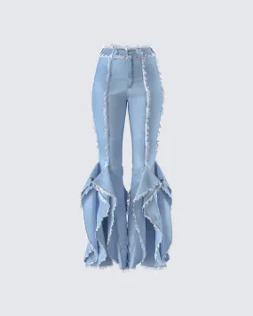 Reagan Blue Denim Frayed Jean