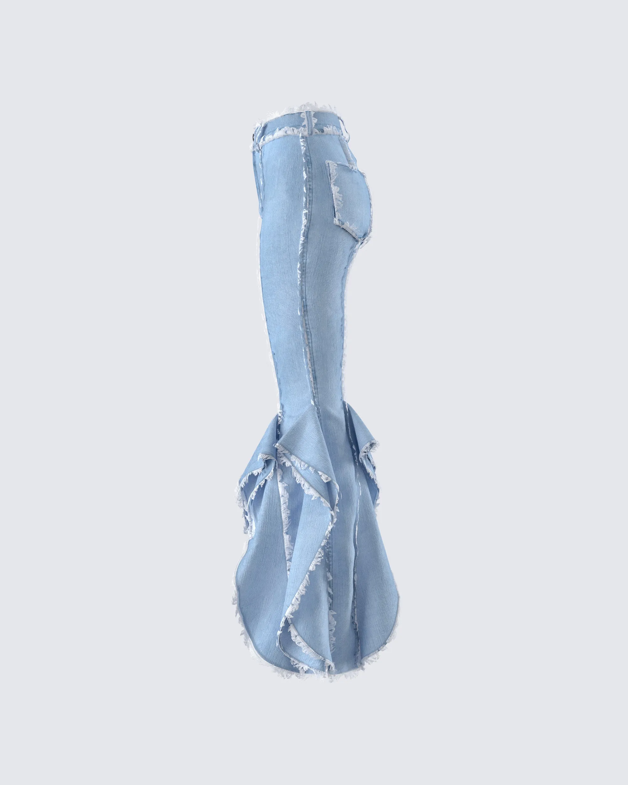 Reagan Blue Denim Frayed Jean