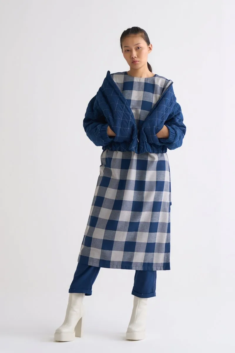 Round Neck Tunic - Navy Check