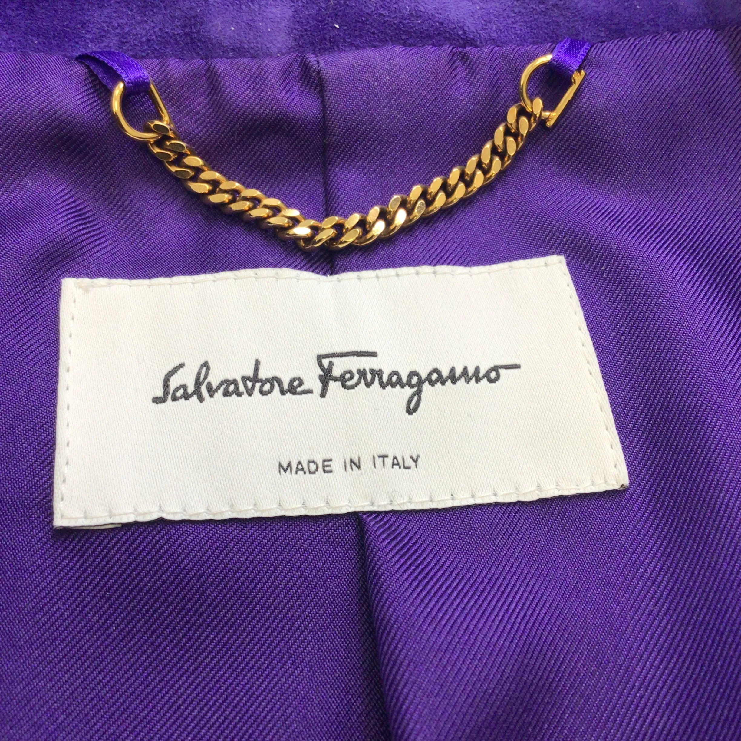 Salvatore Ferragamo Purple Suede Calfskin Blazer