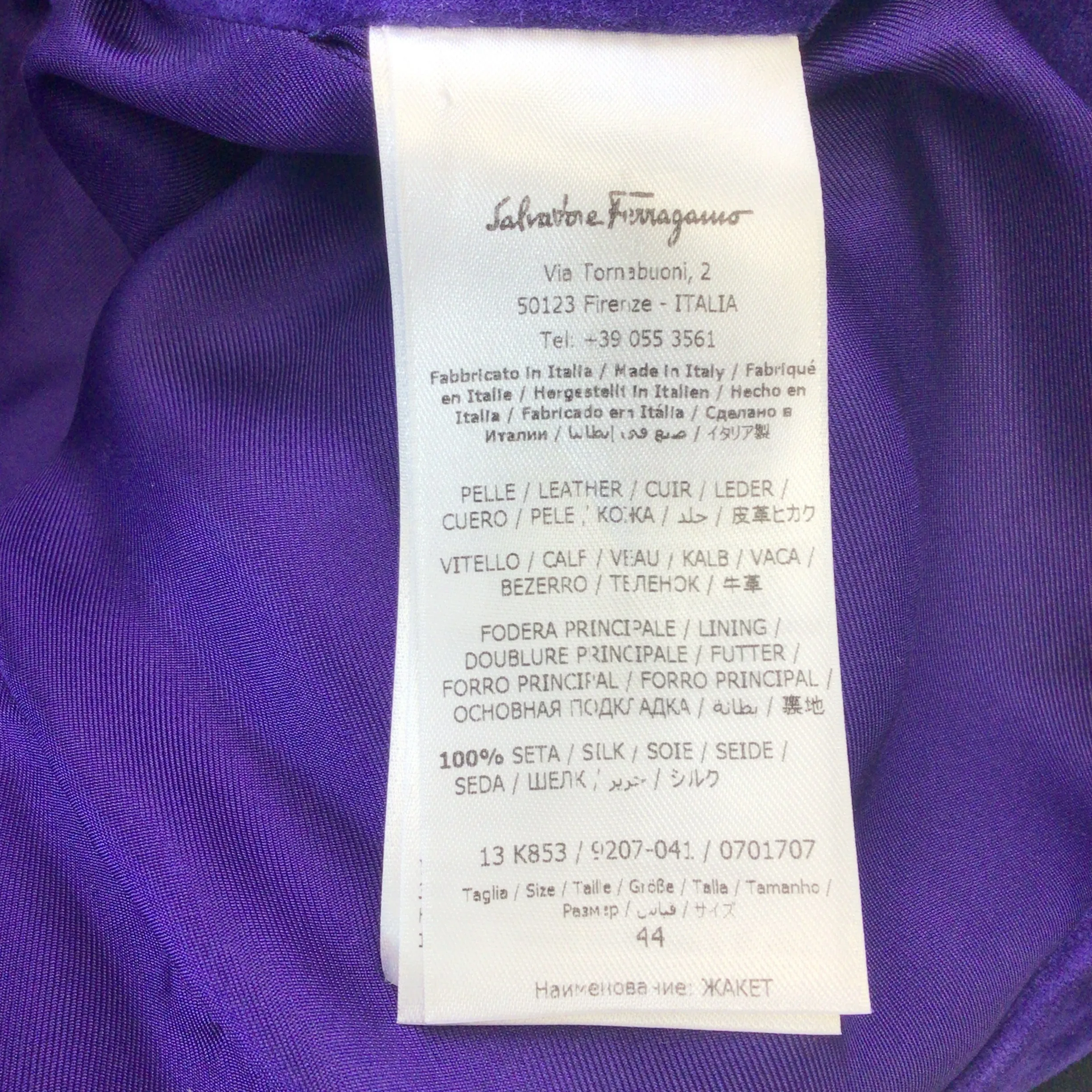 Salvatore Ferragamo Purple Suede Calfskin Blazer