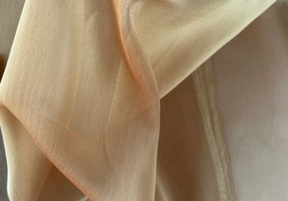 Sheer Iridescent Shimmering Rose Gold Crinkled Polyester Chiffon