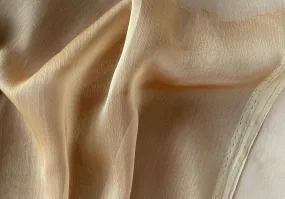 Sheer Iridescent Shimmering Rose Gold Crinkled Polyester Chiffon