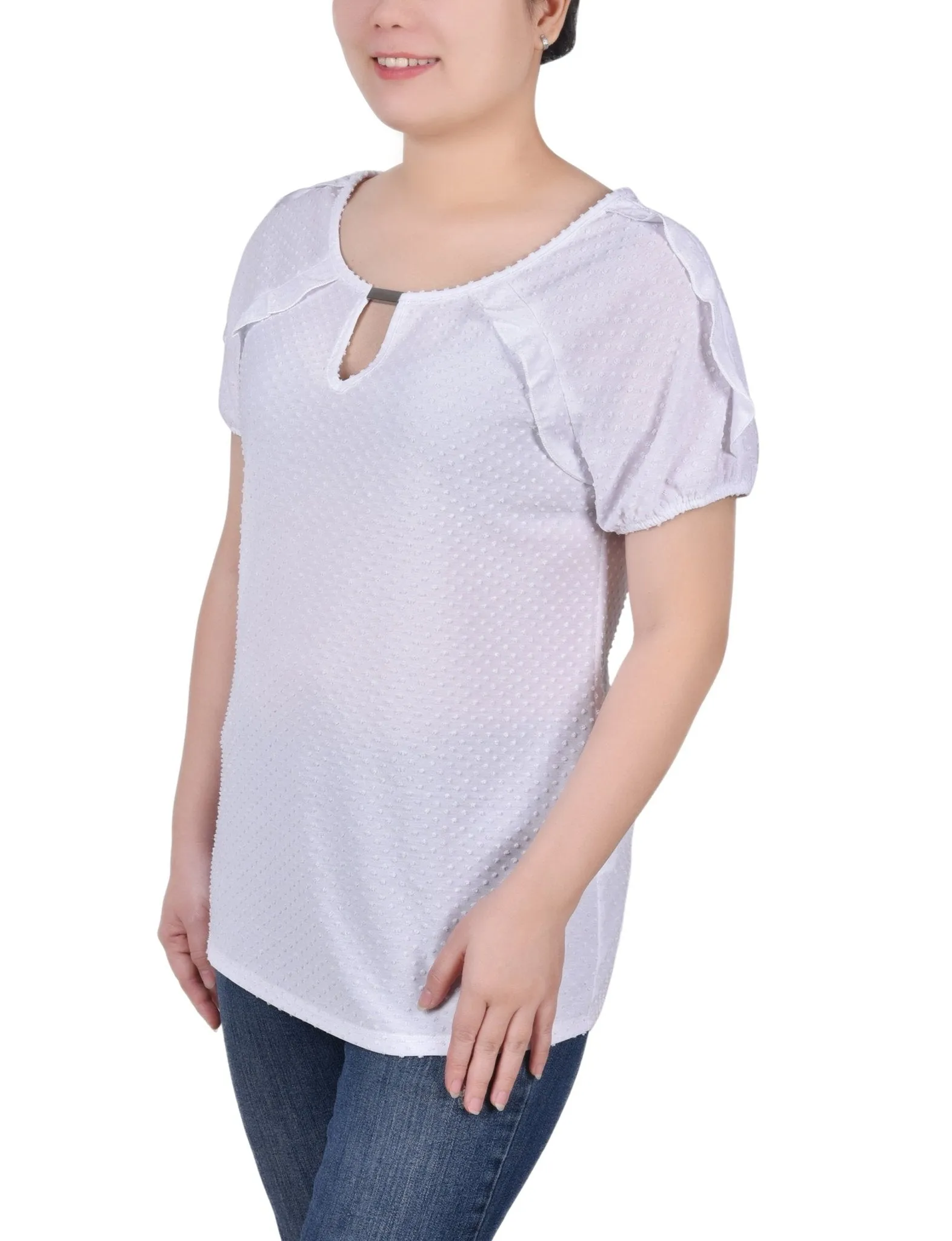 Short Sleeve Swiss Dot Top - Petite