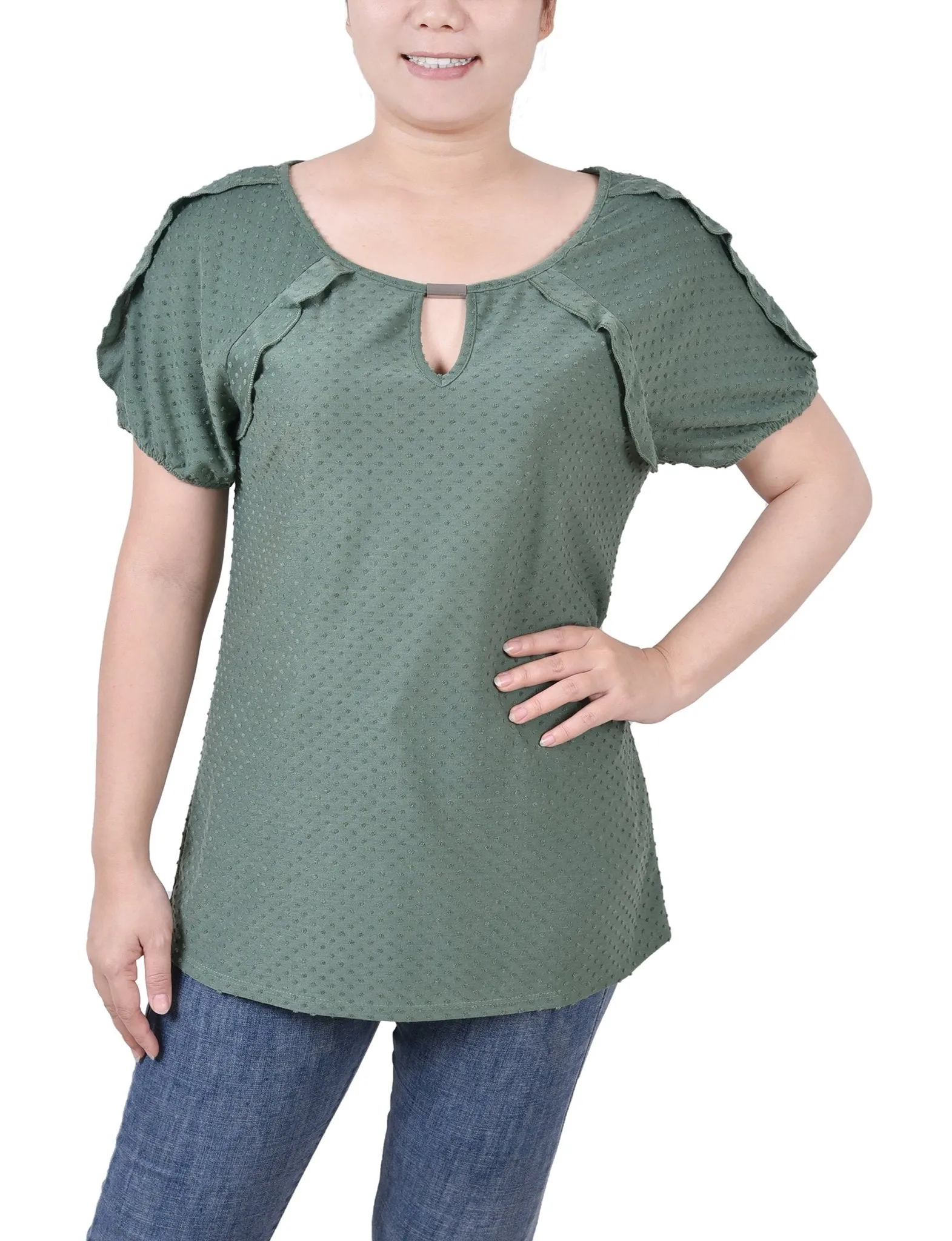 Short Sleeve Swiss Dot Top - Petite