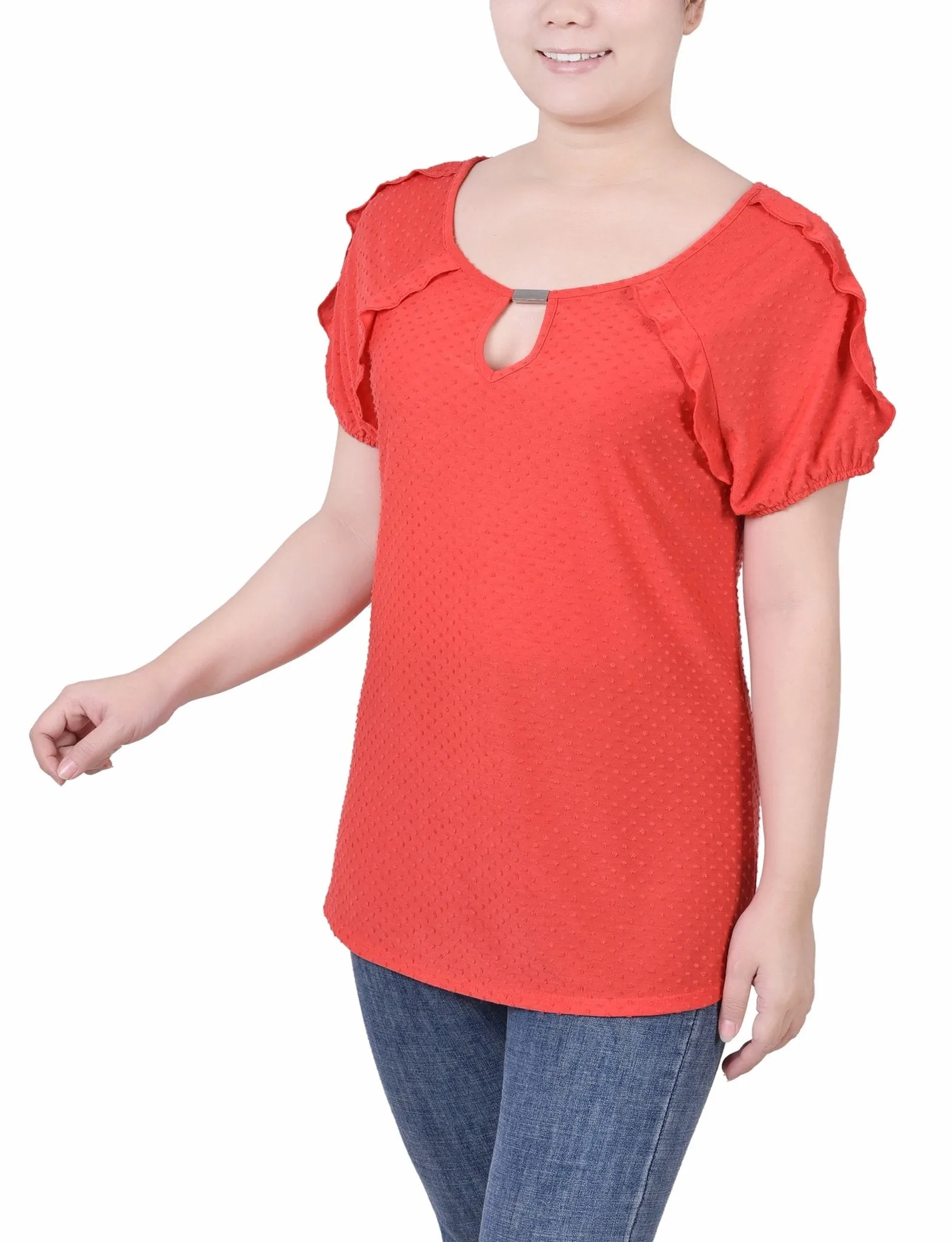 Short Sleeve Swiss Dot Top - Petite