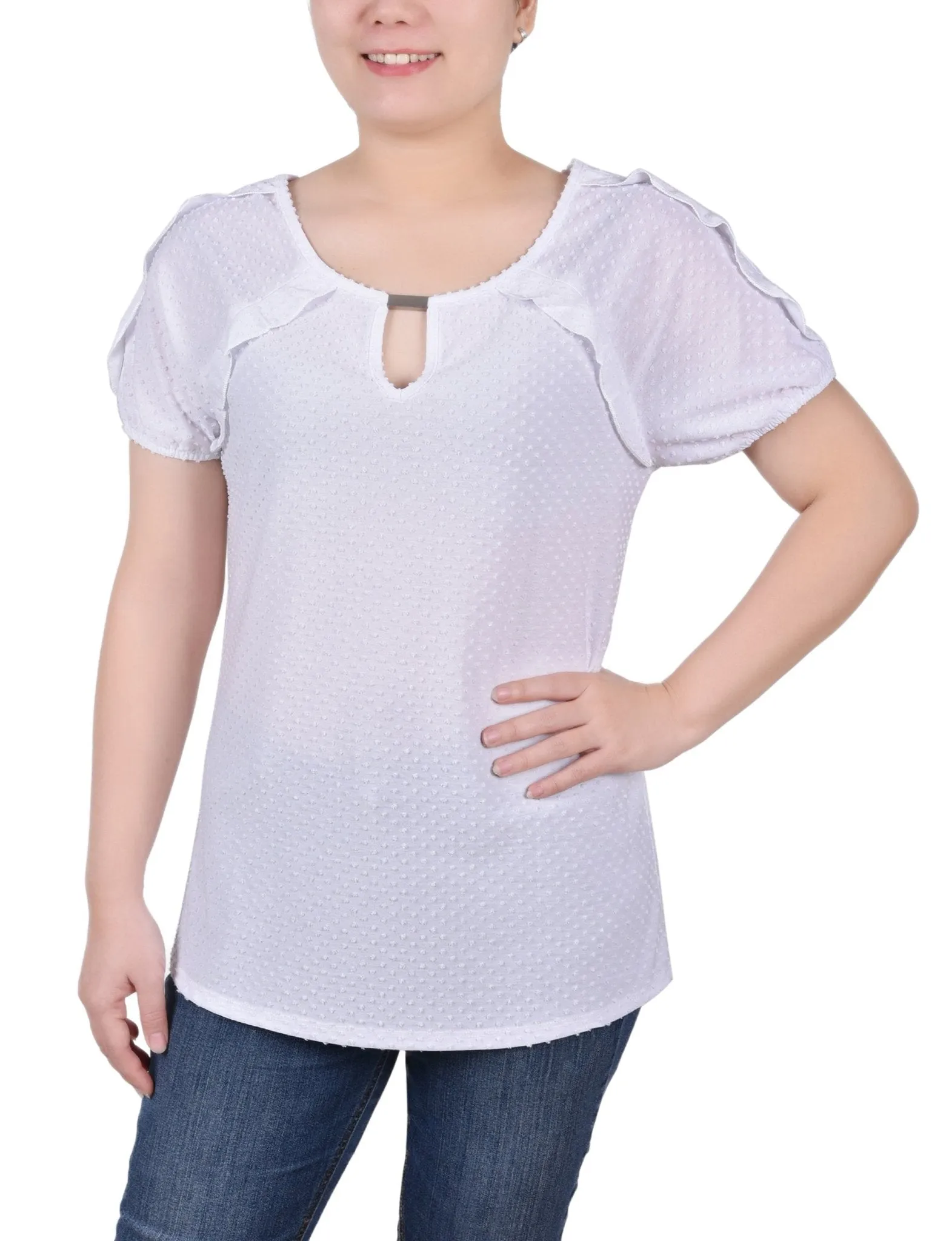 Short Sleeve Swiss Dot Top - Petite