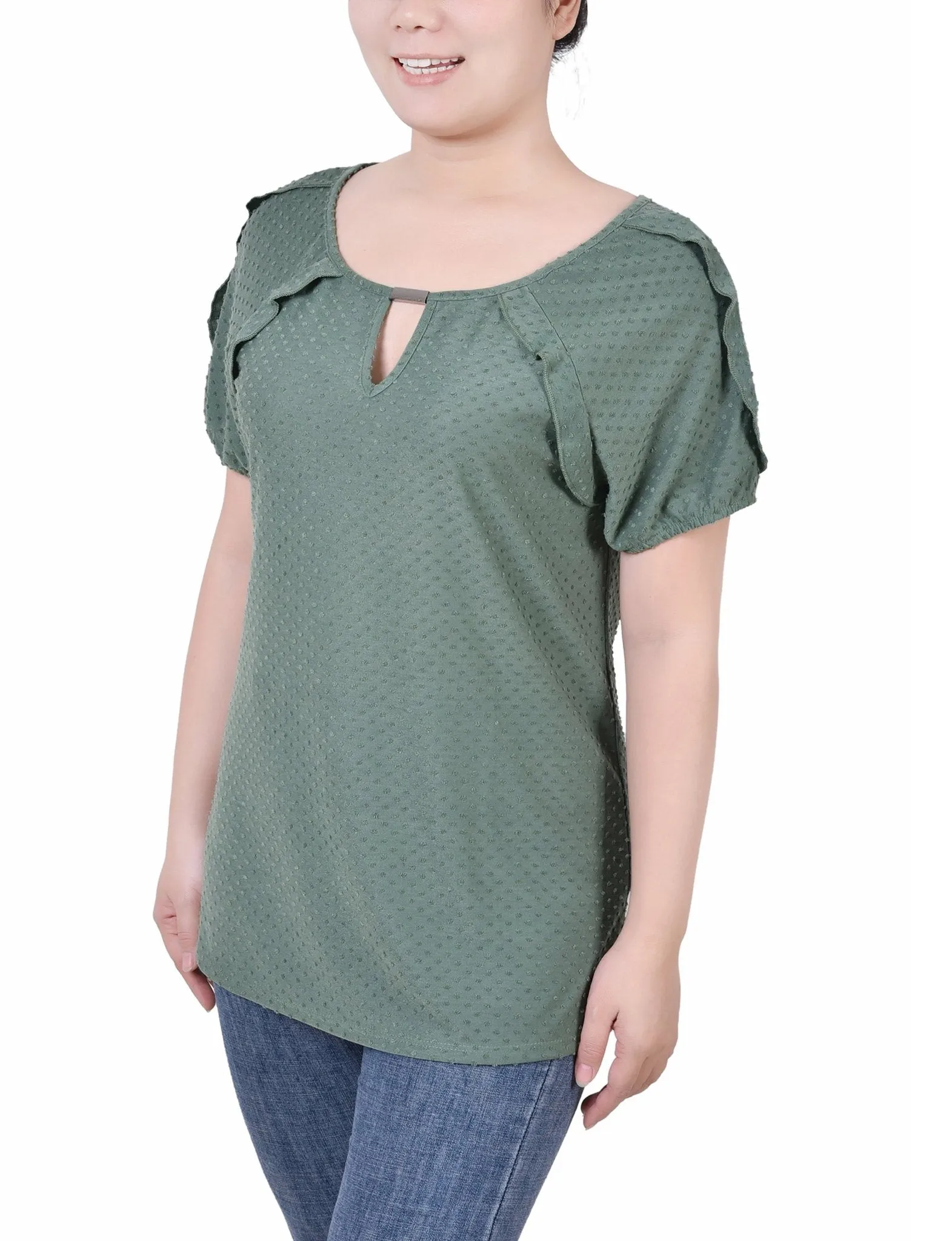 Short Sleeve Swiss Dot Top - Petite