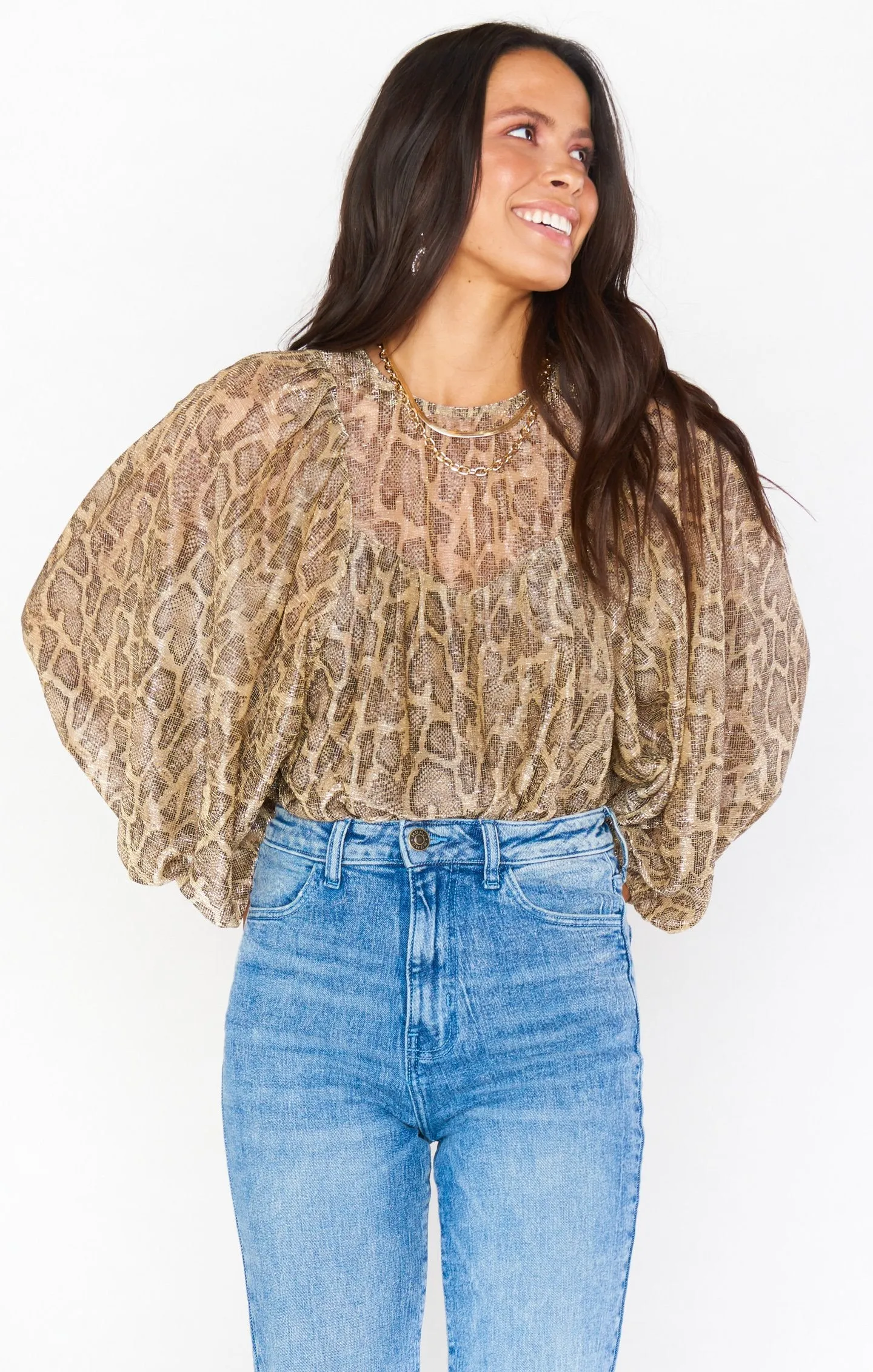 Show Me Your Mumu Happy Hour Top in Glitter Python