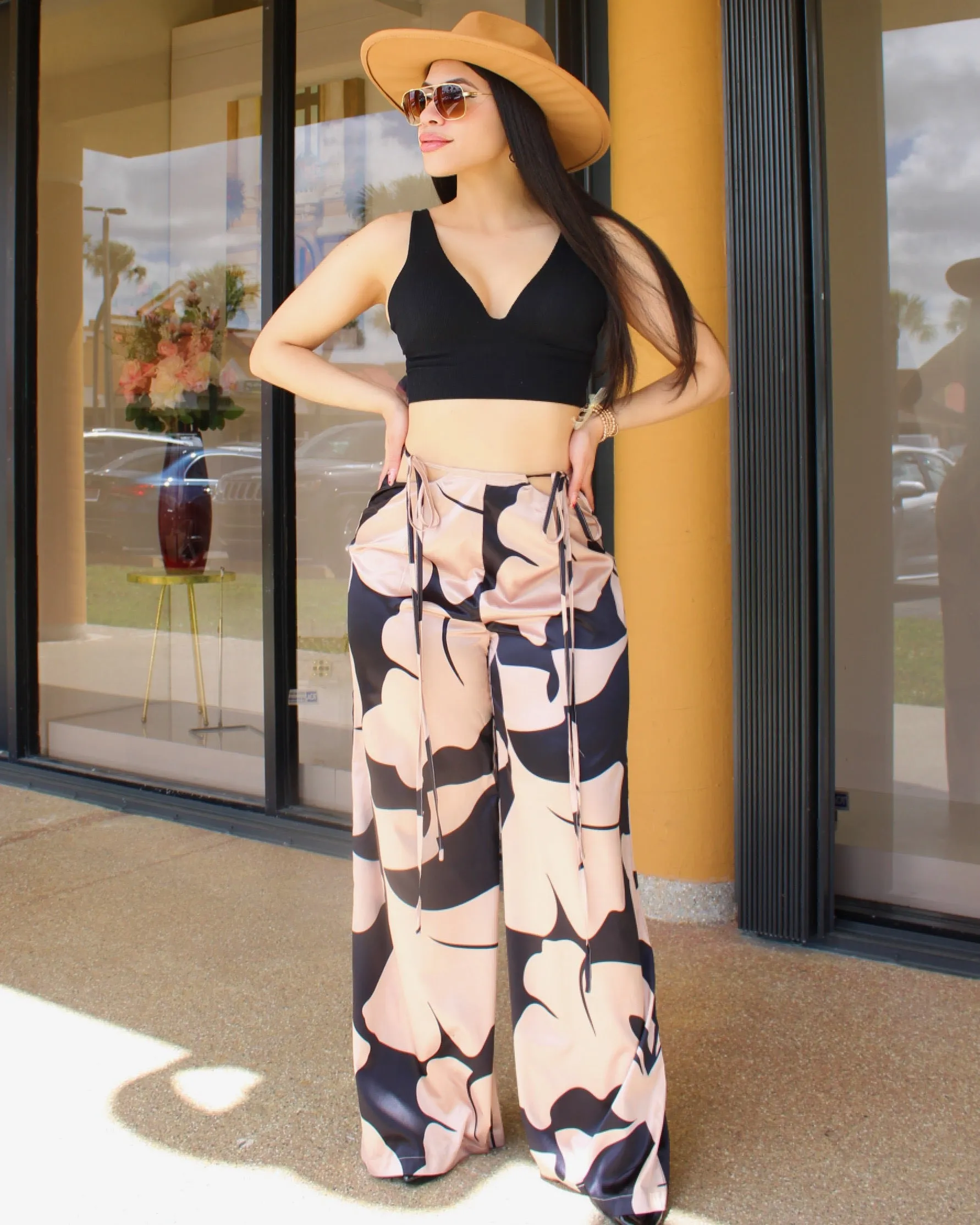 So Much Like Me Printed Black Palazzo Pants