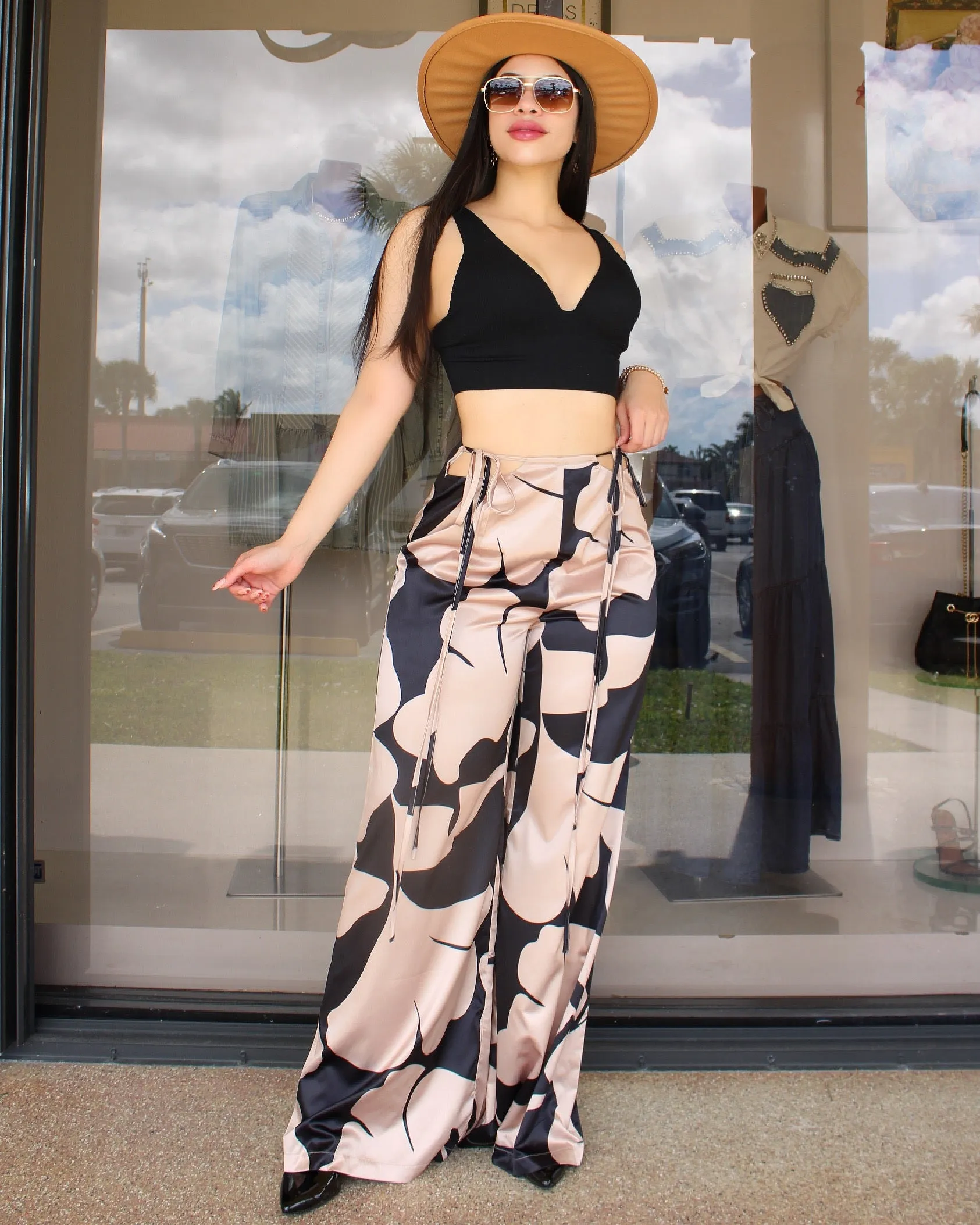 So Much Like Me Printed Black Palazzo Pants