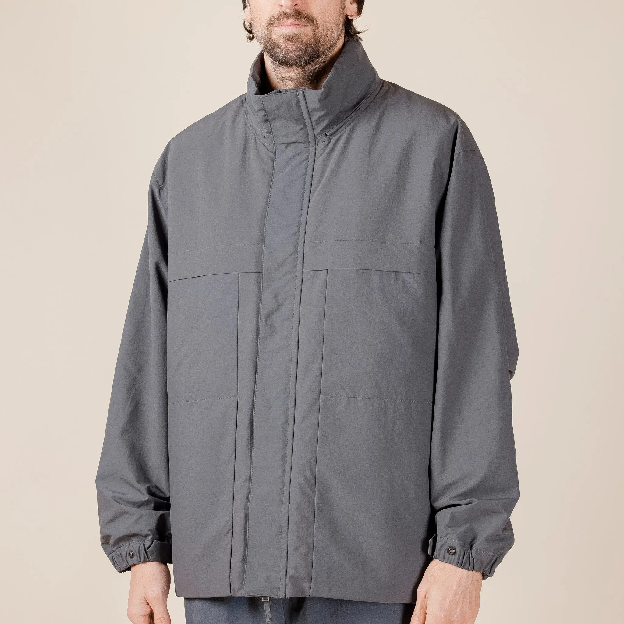 Still by Hand - Stand Collar Field Jacket - Blue Grey