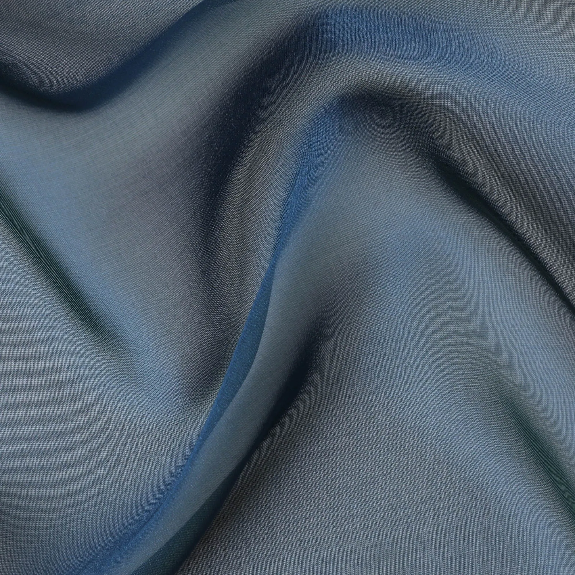 Stormy Sky Blue Silk Chiffon Fabric - Buy Online, 110cm Wide, South Korean Changent Masterpiece-D18156