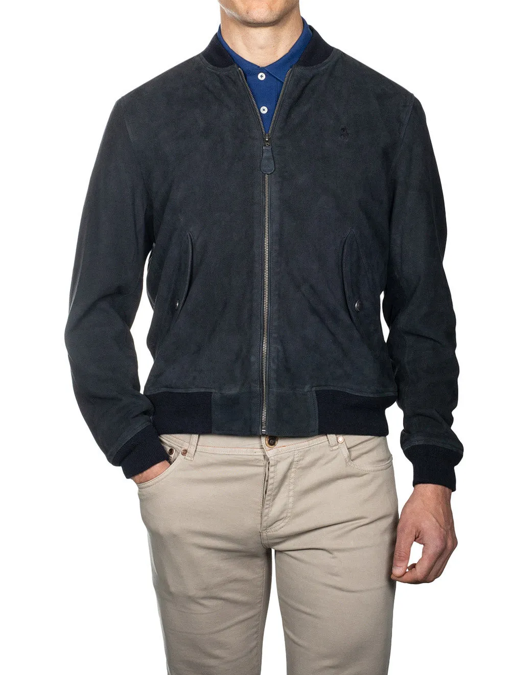 Suede Bomber Jacket Navy