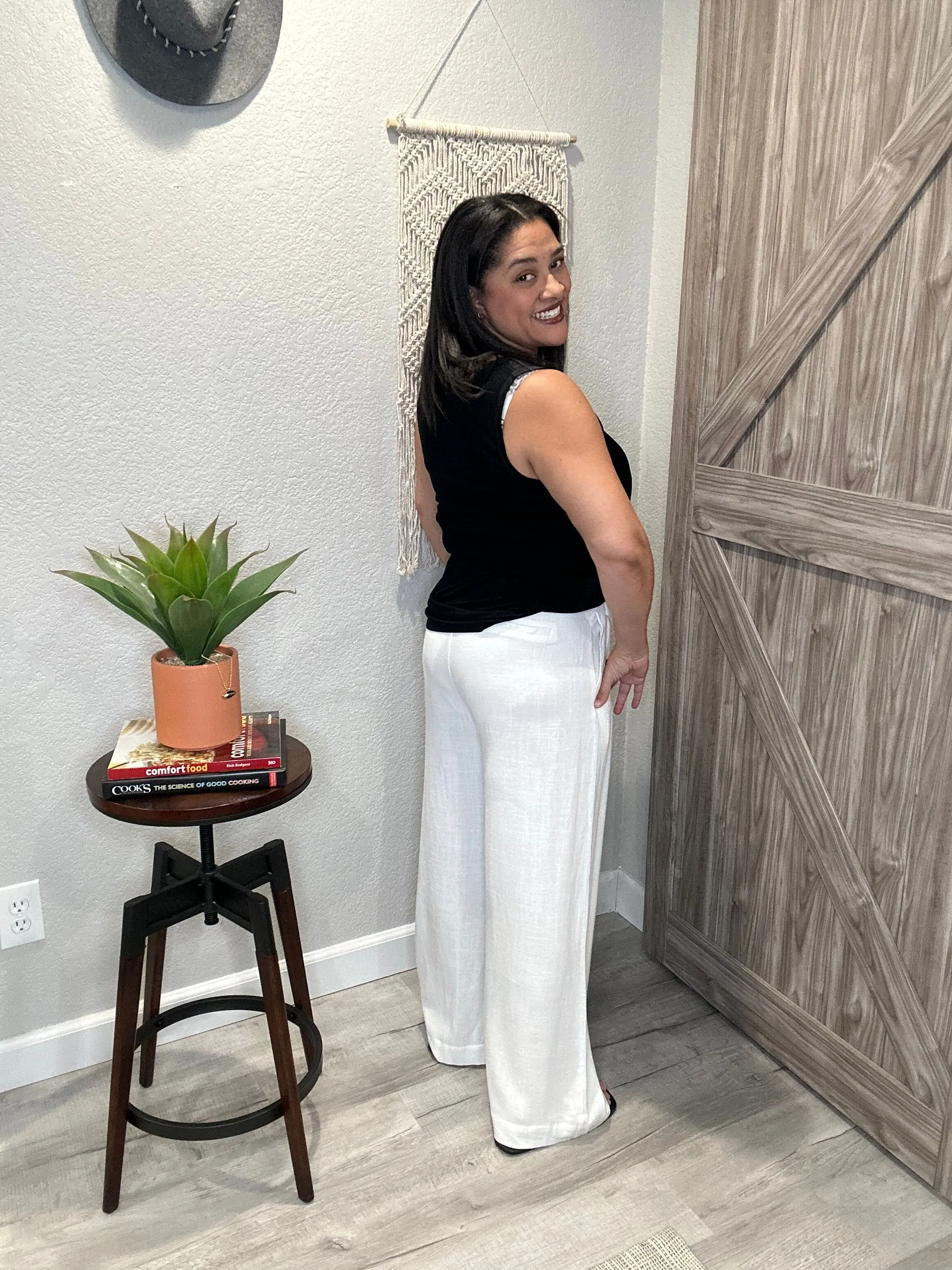 Summer Off White Breezy Wide Leg Slacks