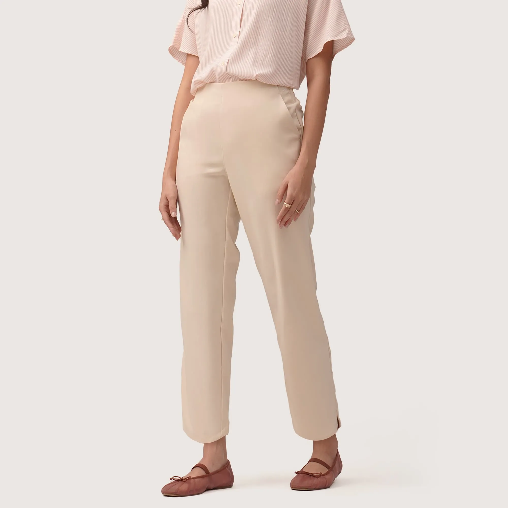 Tapered Trousers With Gartered Waist