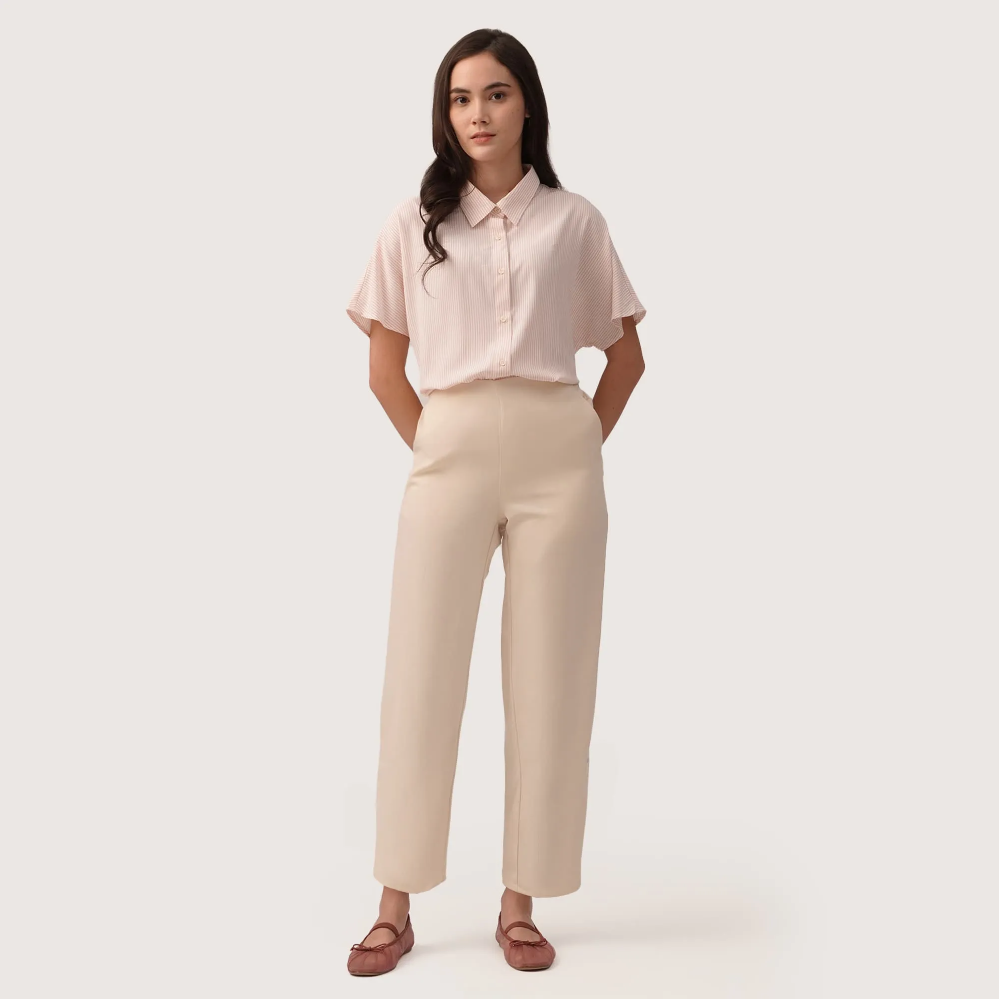 Tapered Trousers With Gartered Waist