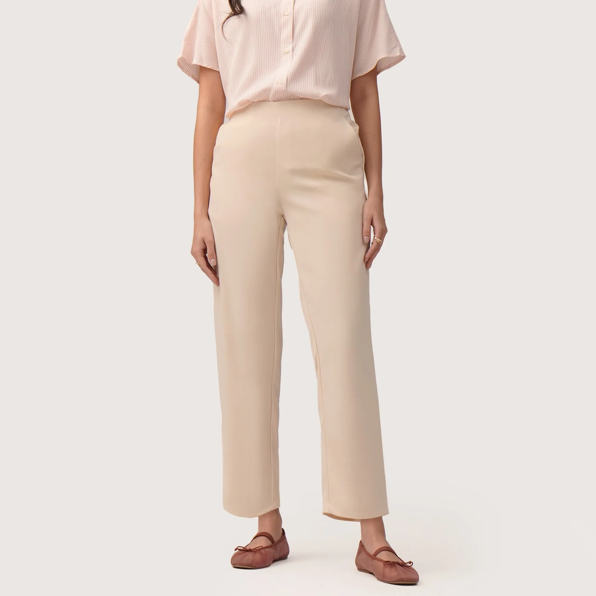 Tapered Trousers With Gartered Waist