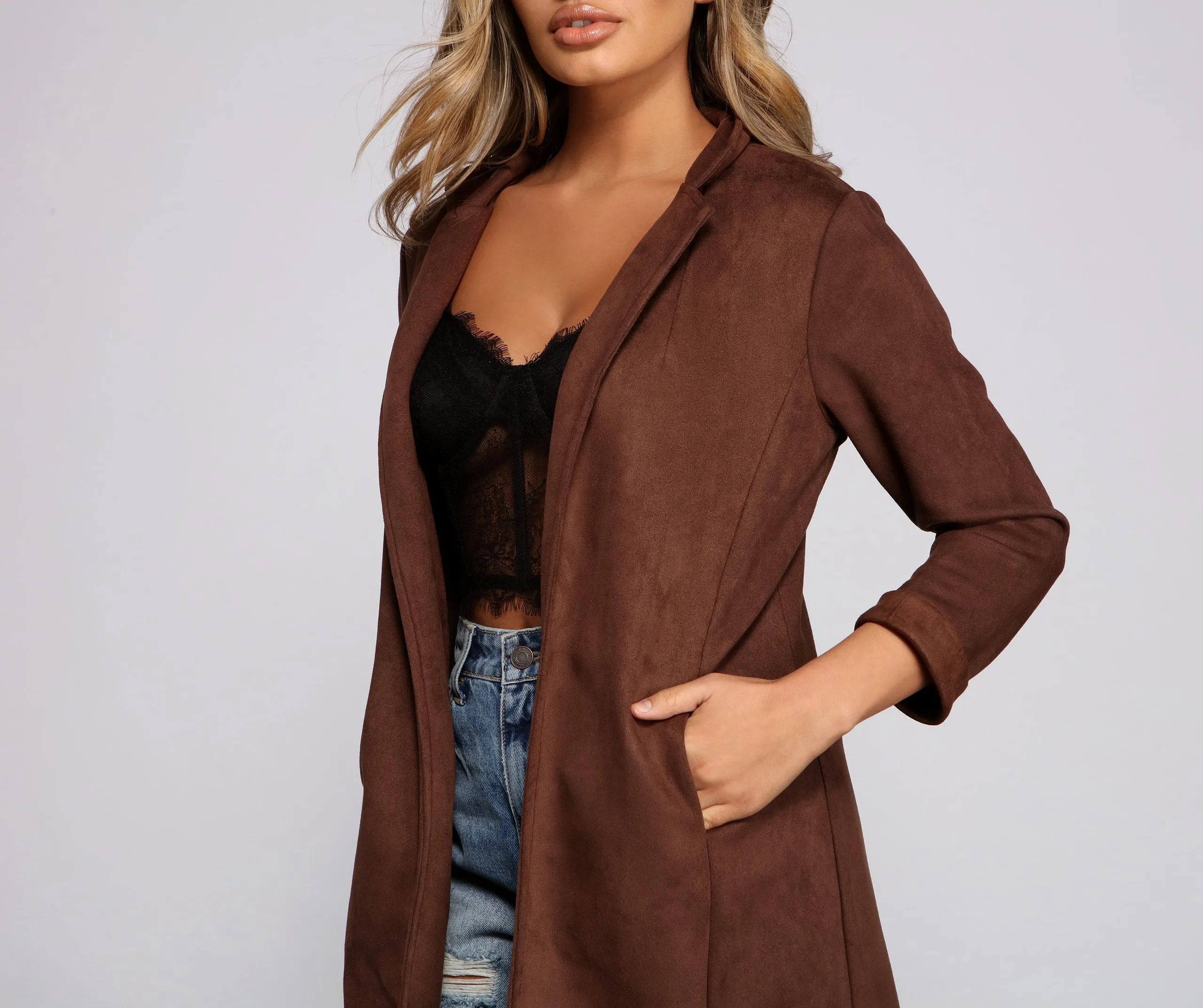 TastyHottie - A Chic Look Faux Suede Blazer