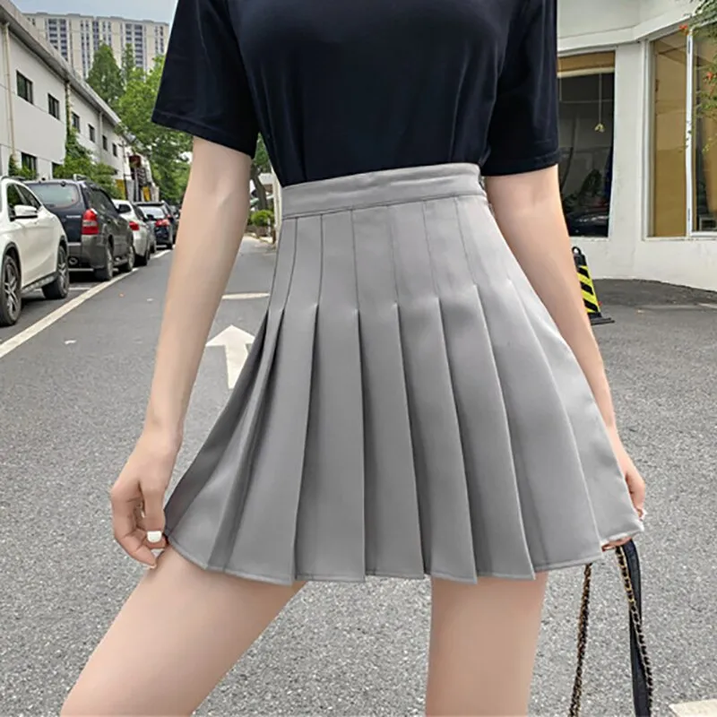 Wjczt Women Summer High Waist Plaid Skirts Casual Korean A Line Shirts Japanese School Kawaii A-line Skirts for Teenager