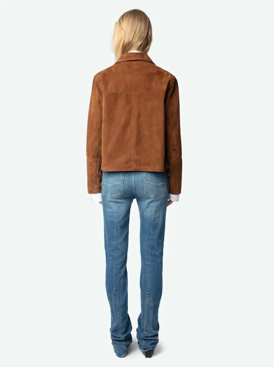 Zadig & Voltaire Lessa Suede Jacket in Cognac