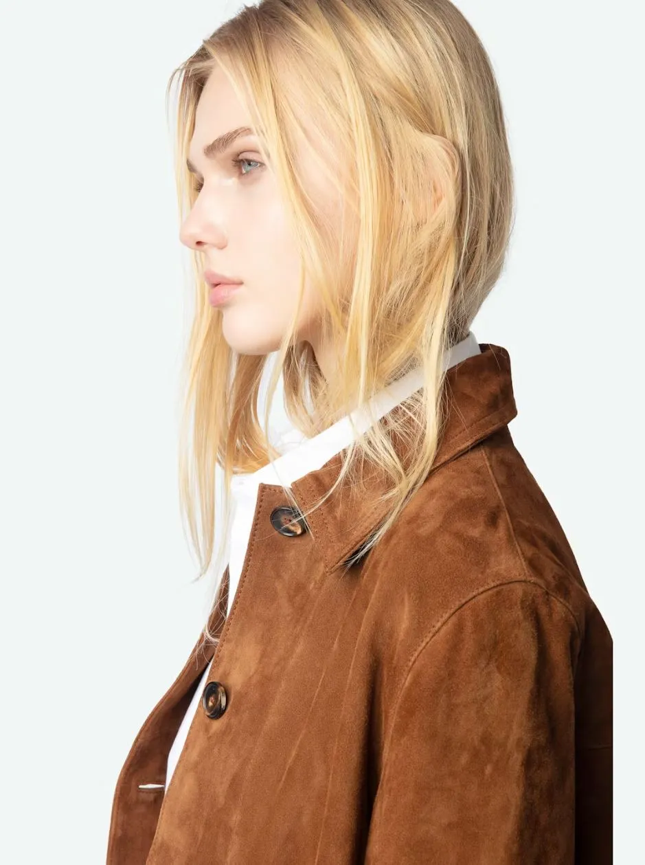 Zadig & Voltaire Lessa Suede Jacket in Cognac