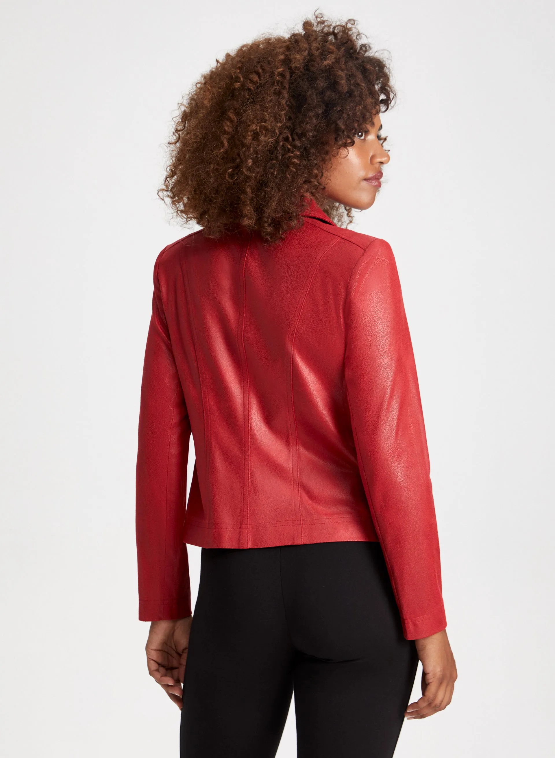 Zip Detail Faux Suede Jacket